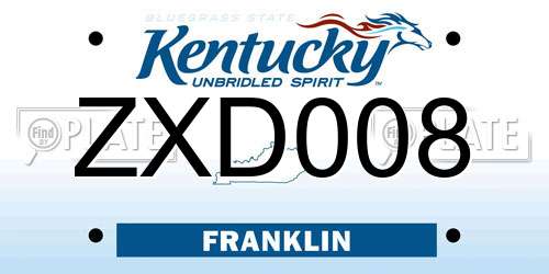 ZXD008 Kentucky License Plate