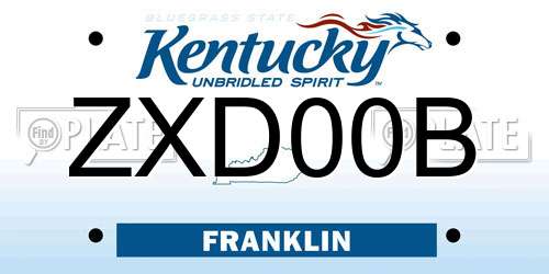 ZXD00B Kentucky License Plate