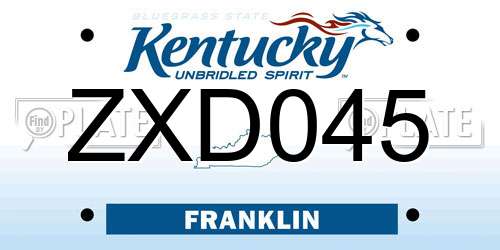 ZXD045 Kentucky License Plate