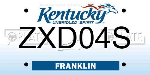 ZXD04S Kentucky License Plate
