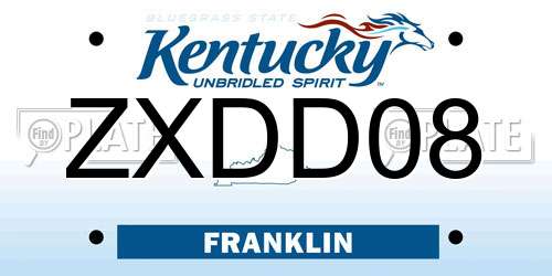 ZXDD08 Kentucky License Plate