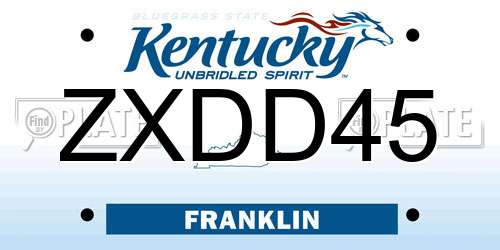 ZXDD45 Kentucky License Plate