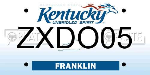 ZXDO05 Kentucky License Plate
