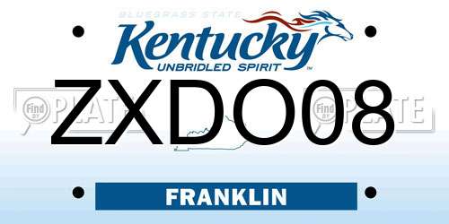 ZXDO08 Kentucky License Plate