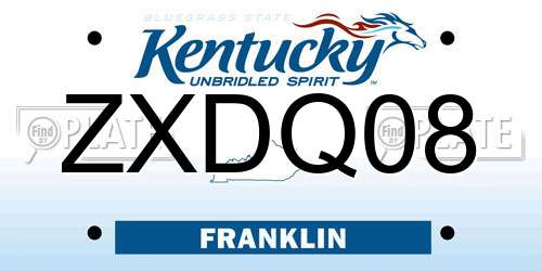 ZXDQ08 Kentucky License Plate