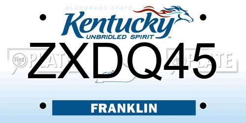 ZXDQ45 Kentucky License Plate