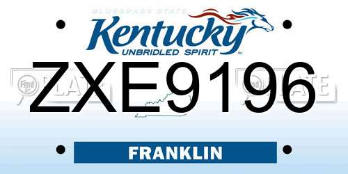 ZXE9196 Kentucky License Plate