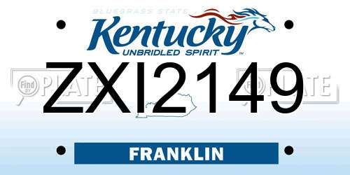 ZXI2149 Kentucky License Plate