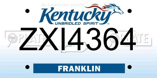 ZXI4364 Kentucky License Plate