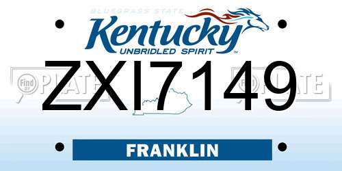 ZXI7149 Kentucky License Plate