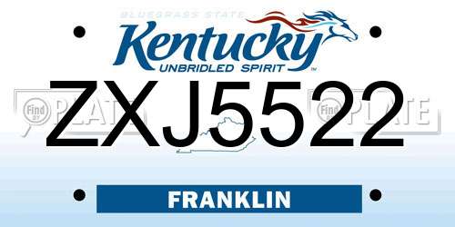 ZXJ5522 Kentucky License Plate