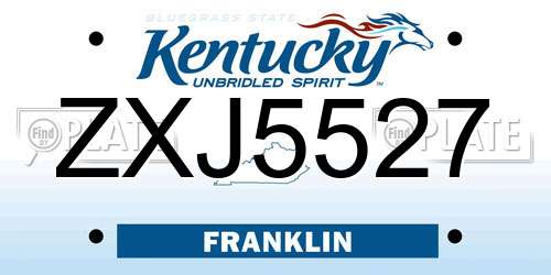 ZXJ5527 Kentucky License Plate