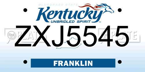 ZXJ5545 Kentucky License Plate