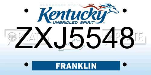 ZXJ5548 Kentucky License Plate
