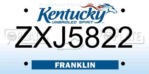 ZXJ5822 Kentucky License Plate