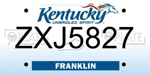ZXJ5827 Kentucky License Plate