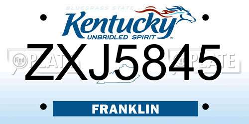 ZXJ5845 Kentucky License Plate