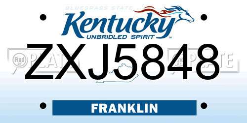 ZXJ5848 Kentucky License Plate