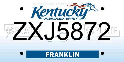 ZXJ5872 Kentucky License Plate