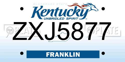 ZXJ5877 Kentucky License Plate