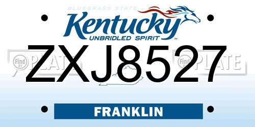 ZXJ8527 Kentucky License Plate
