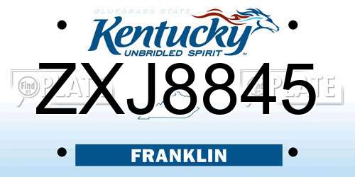 ZXJ8845 Kentucky License Plate