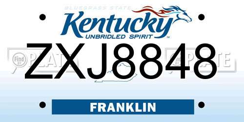 ZXJ8848 Kentucky License Plate