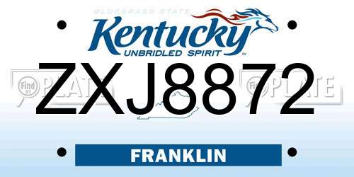 ZXJ8872 Kentucky License Plate