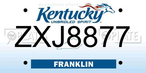 ZXJ8877 Kentucky License Plate