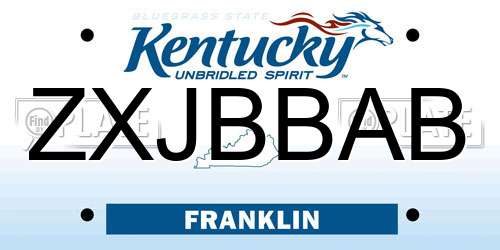 ZXJBBAB Kentucky License Plate