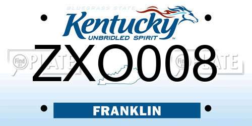ZXO008 Kentucky License Plate