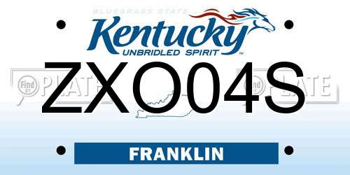 ZXO04S Kentucky License Plate