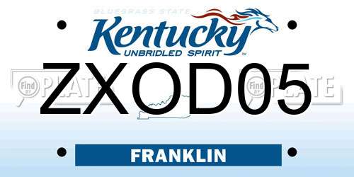 ZXOD05 Kentucky License Plate