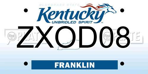 ZXOD08 Kentucky License Plate