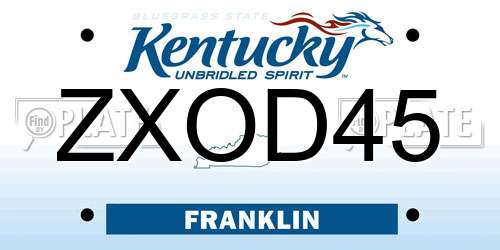 ZXOD45 Kentucky License Plate