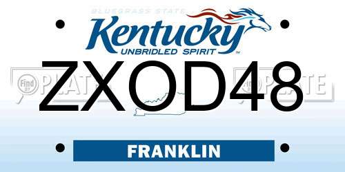 ZXOD48 Kentucky License Plate