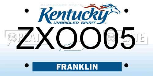 ZXOO05 Kentucky License Plate