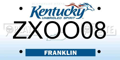 ZXOO08 Kentucky License Plate