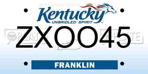 ZXOO45 Kentucky License Plate
