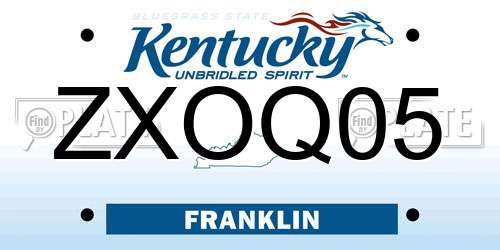 ZXOQ05 Kentucky License Plate