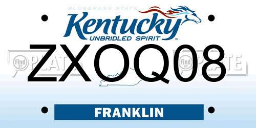 ZXOQ08 Kentucky License Plate