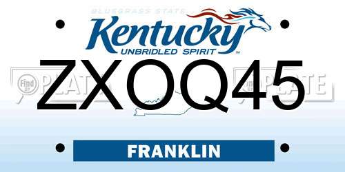 ZXOQ45 Kentucky License Plate