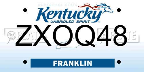ZXOQ48 Kentucky License Plate