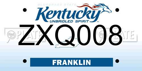 ZXQ008 Kentucky License Plate