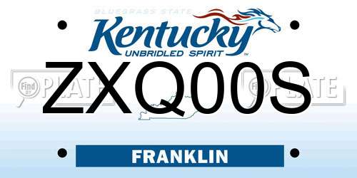 ZXQ00S Kentucky License Plate
