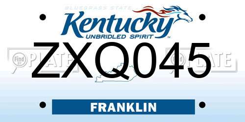 ZXQ045 Kentucky License Plate