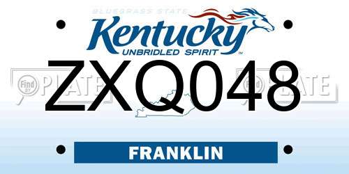 ZXQ048 Kentucky License Plate