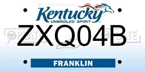 ZXQ04B Kentucky License Plate