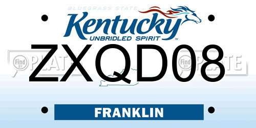 ZXQD08 Kentucky License Plate