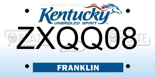 ZXQQ08 Kentucky License Plate